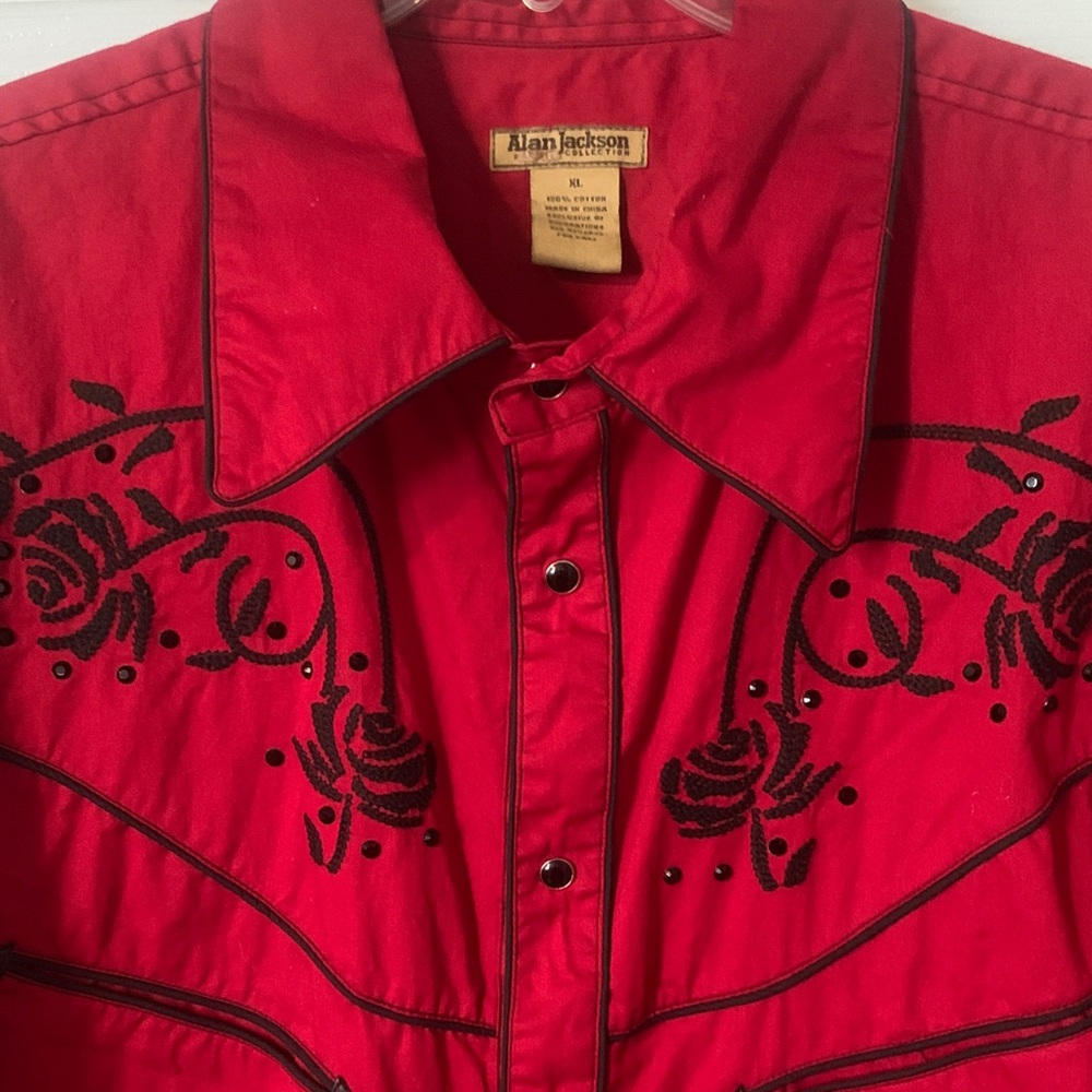 Alan Jackson Pearl Snap Western Shirt XL Red 90’s